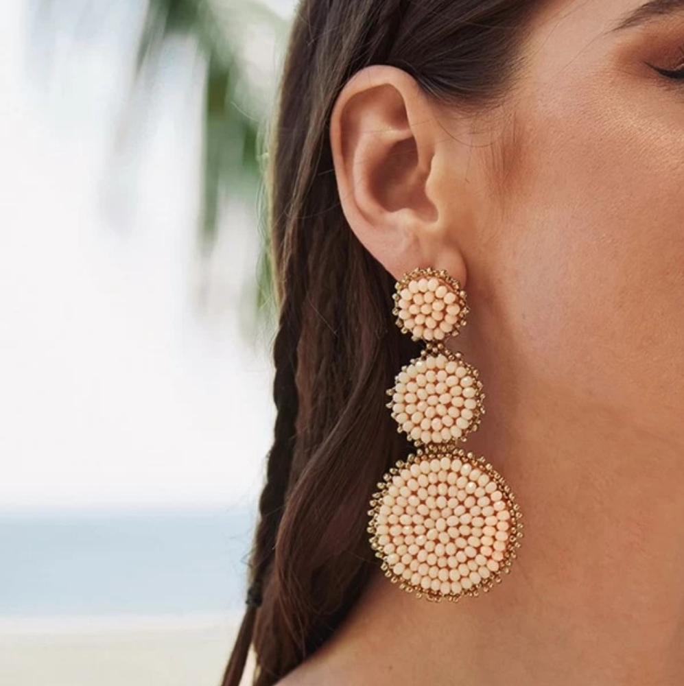3/$30 Hand Beaded Dangle Earrings